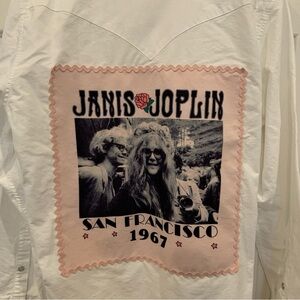 Men’s Custom Janis Joplin Stetson Upcycled Western Pearl Snap Band Shirt